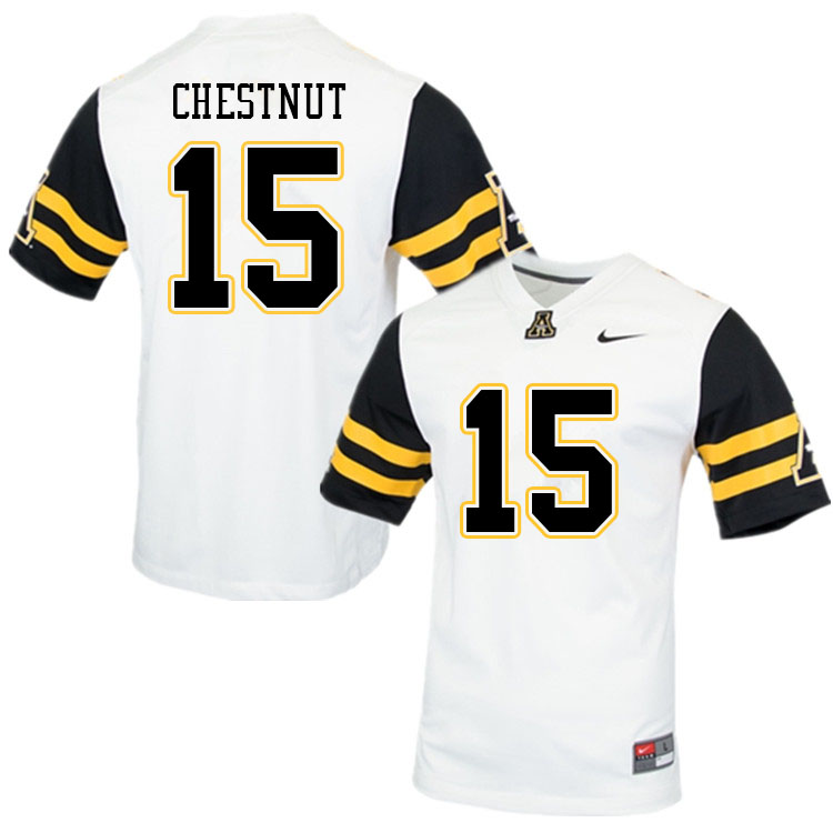 Men #15 Austyn Chestnut Appalachian State Mountaineers College Football Jerseys Sale-White - Click Image to Close